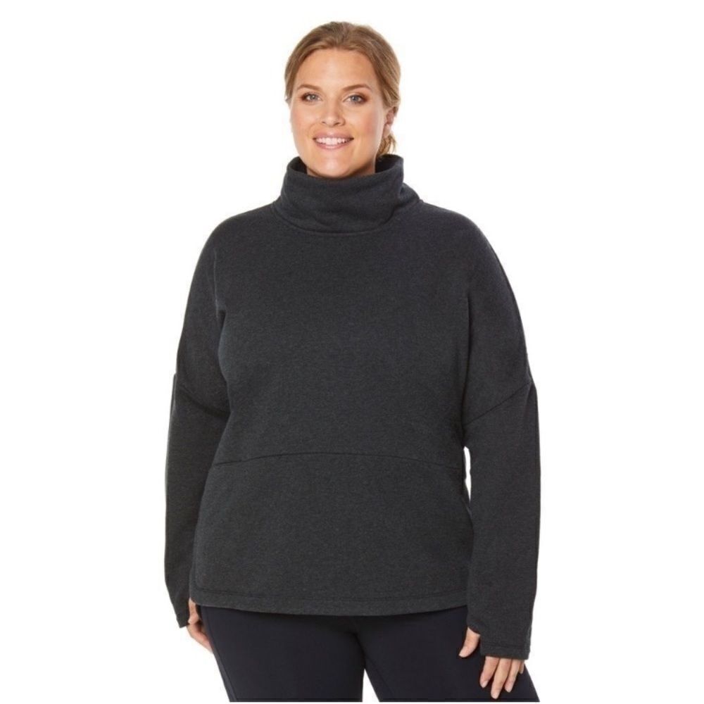 NWT Shape Womens Plus Activewear Long Sleeve Dark Grey Pullover